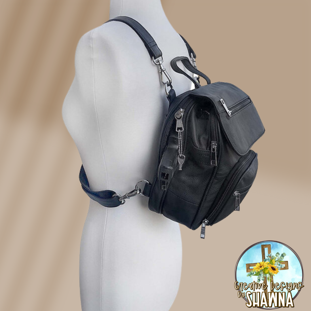 Compact Leather Carry Backpack Purse